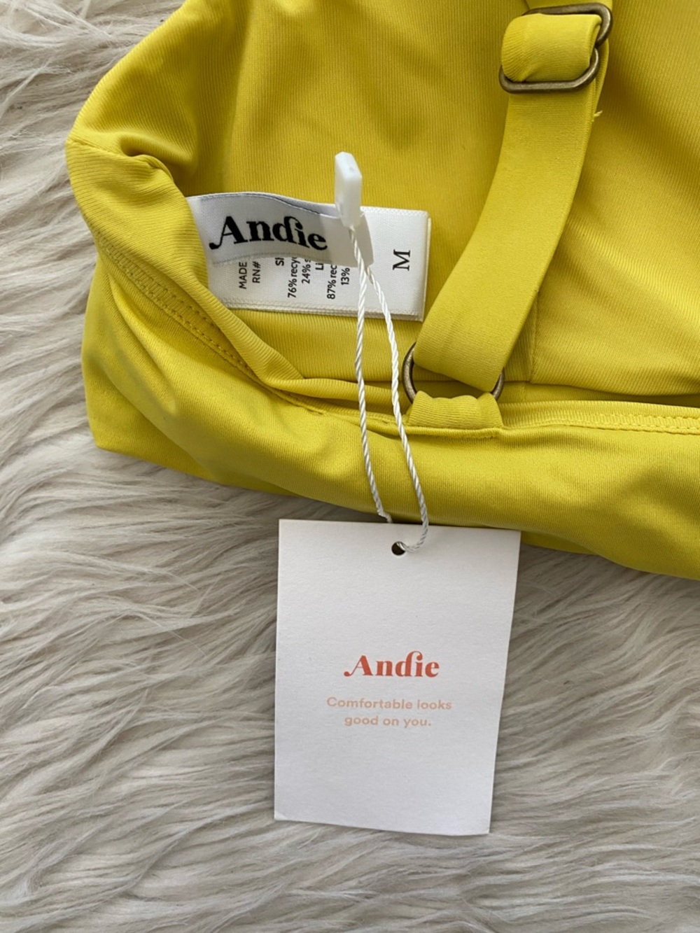 Andie Belmar Yellow V-Neck Twist Front Plunge Bikini Top Swimsuit Honeysuckle M - Picture 10 of 15